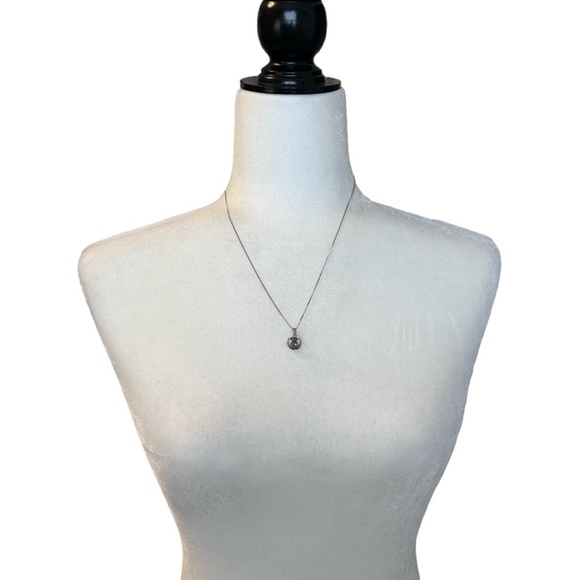 Vintage Finland Modernist 925 Heart Amethyst Necklace 20” - Picture 6 of 8